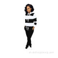 I-Stripe Patchwork Long Sleeve Pullover kunye nebhulukhwe yeSknyny